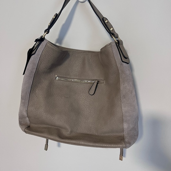 Moda Luxe Taupe Hobo Shoulder Bag Leather Suede Large Slouchy Boho Neutral Purse - Picture 2 of 16